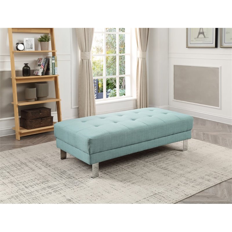 Glory Furniture Riveredge Twill Fabric Milan Ottoman in Teal