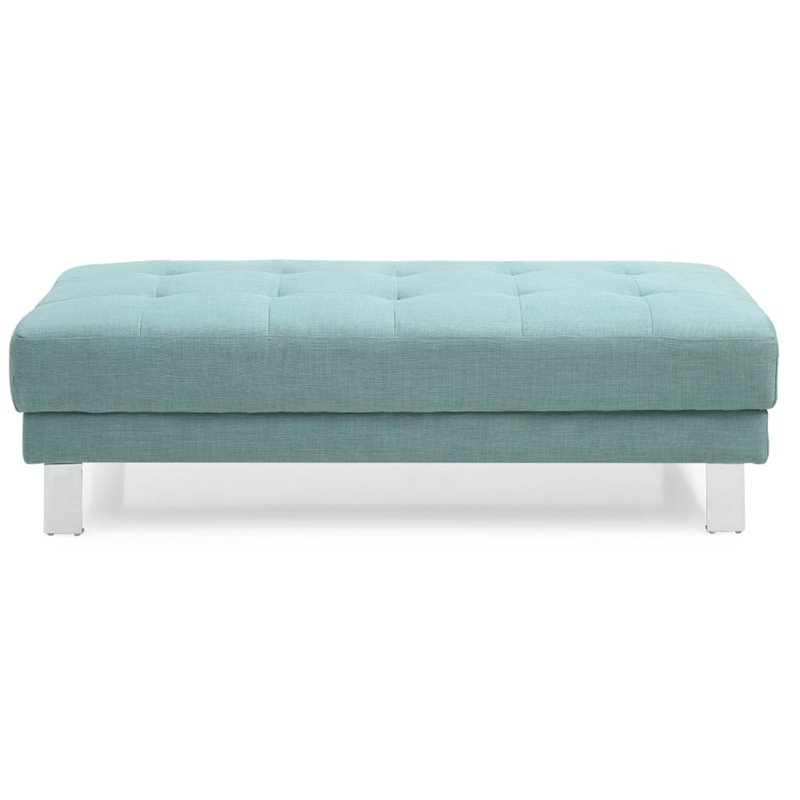 Glory Furniture Riveredge Twill Fabric Milan Ottoman in Teal