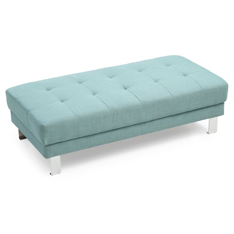 Glory Furniture Riveredge Twill Fabric Milan Ottoman in Teal