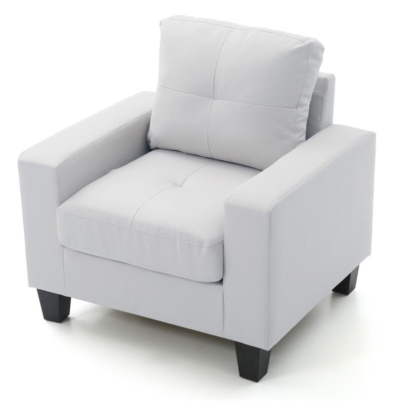 Glory Furniture Newbury Faux Leather Club Chair in White