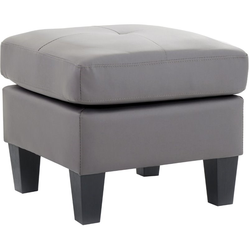 Glory Furniture Newbury Faux Leather Ottoman in Gray