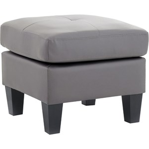 Glory Furniture Newbury Faux Leather Ottoman in Gray