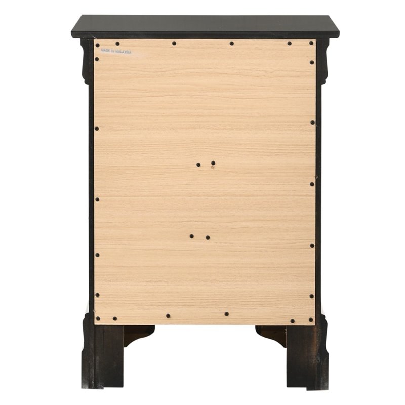 Glory Furniture Louis Phillipe 3 Drawer Nightstand in Black