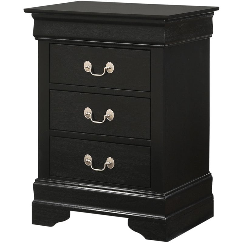Glory Furniture Louis Phillipe 3 Drawer Nightstand In Black G3150 3n