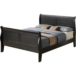 Glory Furniture Louis Phillipe Full Sleigh Bed in Black