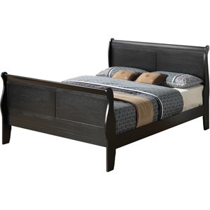 Glory Furniture Louis Phillipe Queen Sleigh Bed in Black