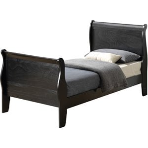 Glory Furniture Louis Phillipe Twin Sleigh Bed in Black