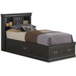 Glory Furniture Louis Phillipe Twin Storage Bed in Black
