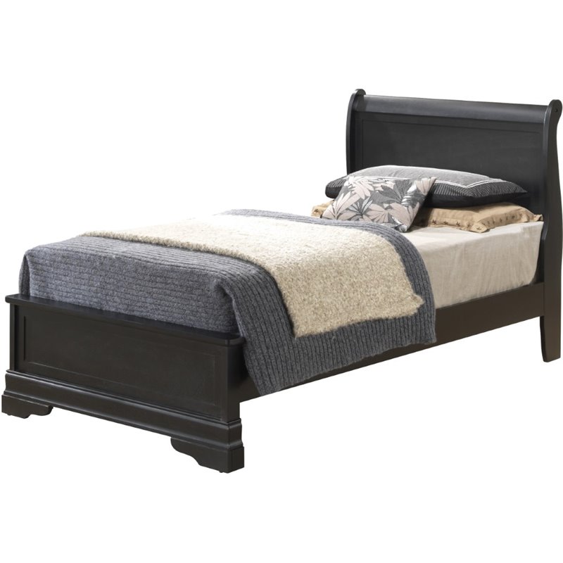 Glory Furniture Louis Phillipe Twin Panel Bed in Black