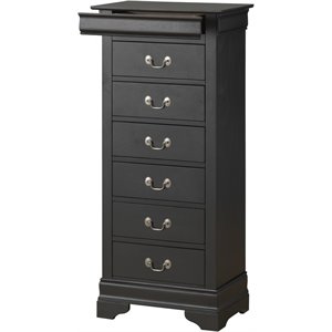 Glory Furniture Louis Phillipe 7 Drawer Lingerie Chest in Black