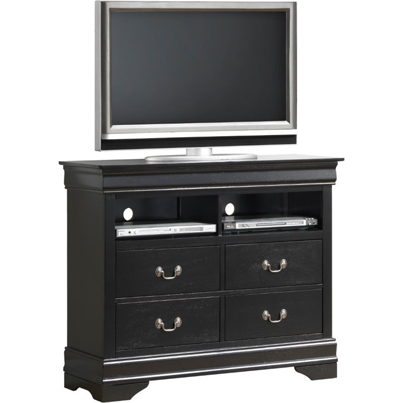 Glory Furniture Louis Phillipe TV Stand in Black