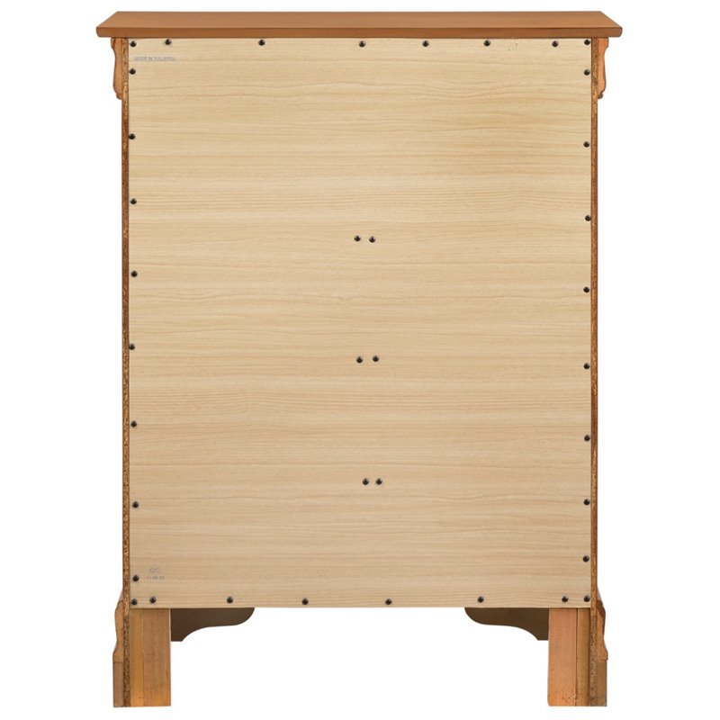 Glory Furniture Louis Phillipe Wood Veneer 4-Drawer Bedroom Chest in Oak