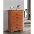 Glory Furniture Louis Phillipe 5-Drawers Bedroom Chest in Oak