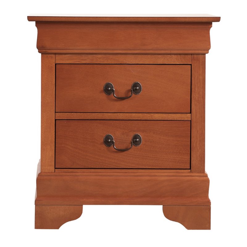 Glory Furniture Louis Phillipe 2 Drawer Nightstand in Oak