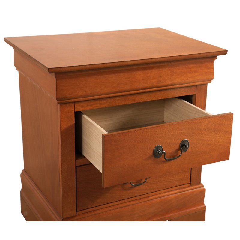 Glory Furniture Louis Phillipe 2 Drawer Nightstand in Oak