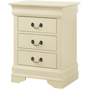 Glory Furniture Louis Phillipe 3 Drawer Nightstand in Beige