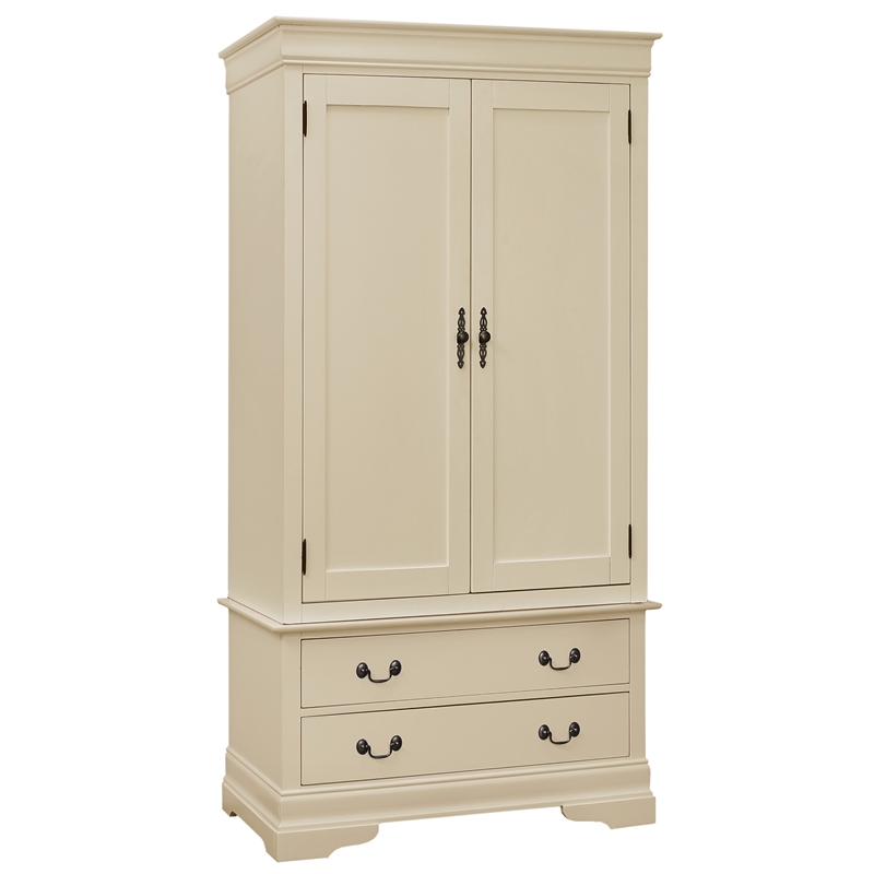 Glory Furniture Louis Phillipe 2 Drawer Armoire in Beige