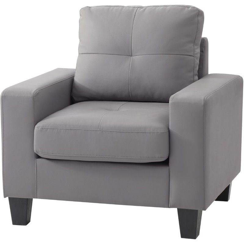 Glory Furniture Newbury Faux Leather Club Chair in Gray