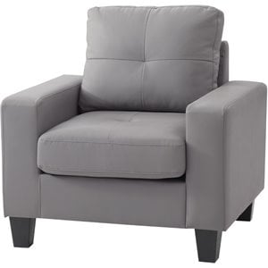 Glory Furniture Newbury Faux Leather Club Chair in Gray