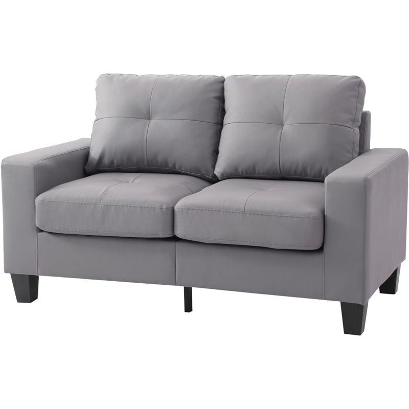 Glory Furniture Newbury Faux Leather Modular Loveseat in Gray