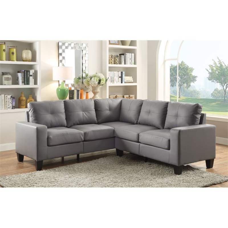 Glory Furniture Newbury Faux Leather Sectional in Gray