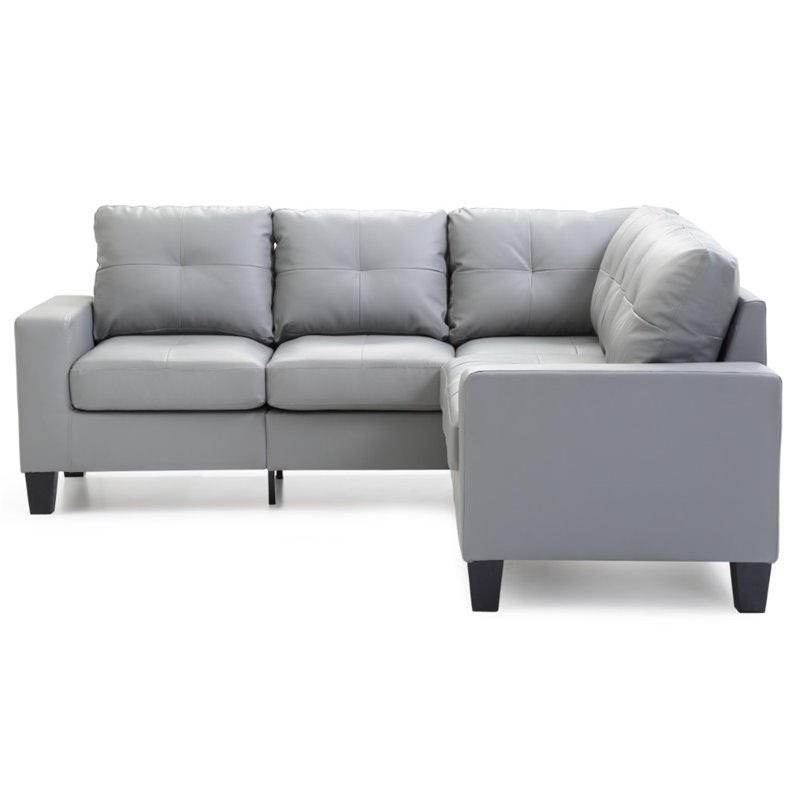 Glory Furniture Newbury Faux Leather Sectional in Gray