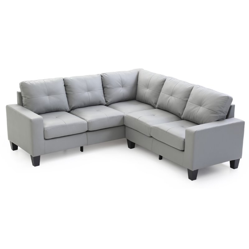 Glory Furniture Newbury Faux Leather Sectional in Gray