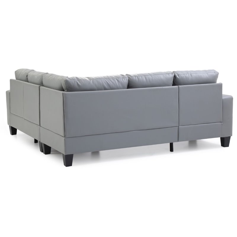 Glory Furniture Newbury Faux Leather Sectional in Gray
