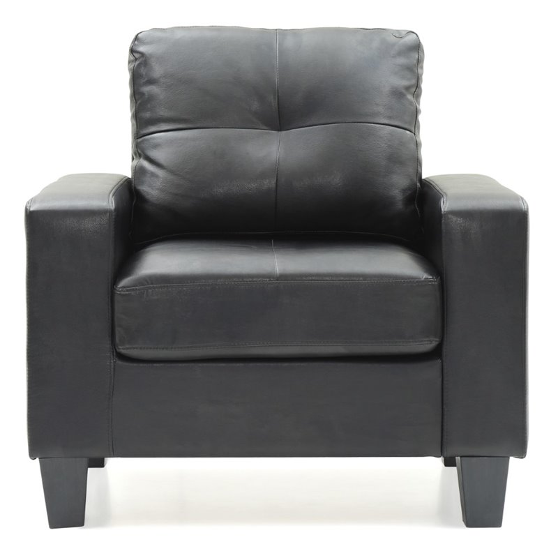 Glory Furniture Newbury Faux Leather Club Chair in Black
