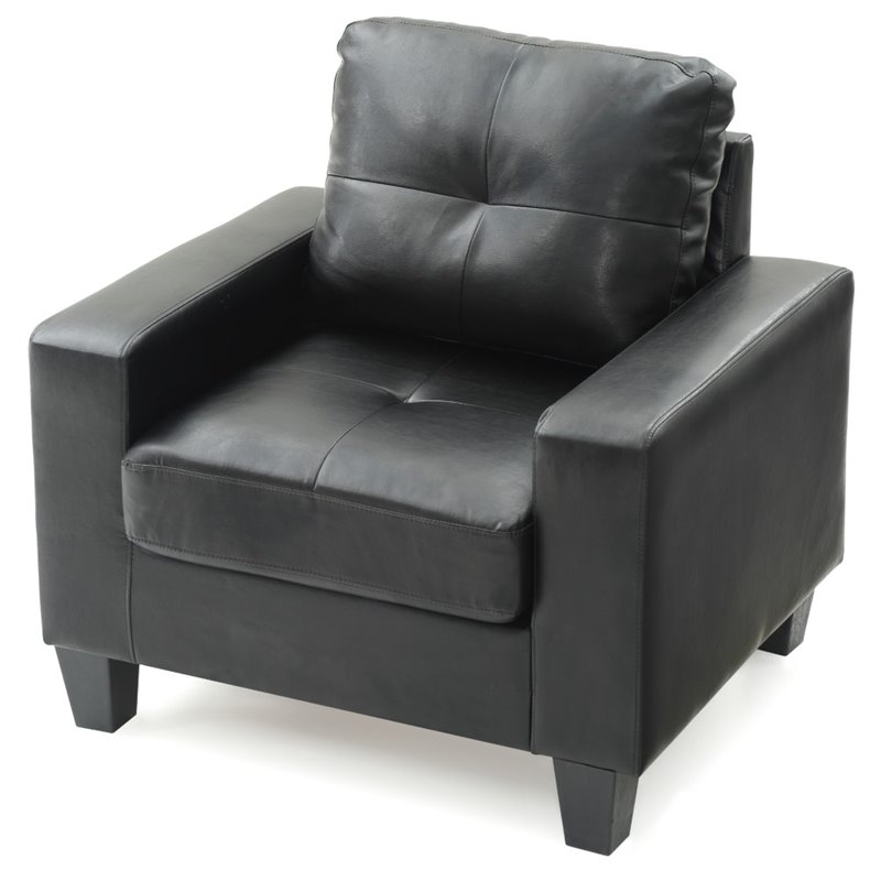 Glory Furniture Newbury Faux Leather Club Chair in Black