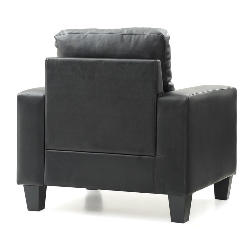 Glory Furniture Newbury Faux Leather Club Chair in Black