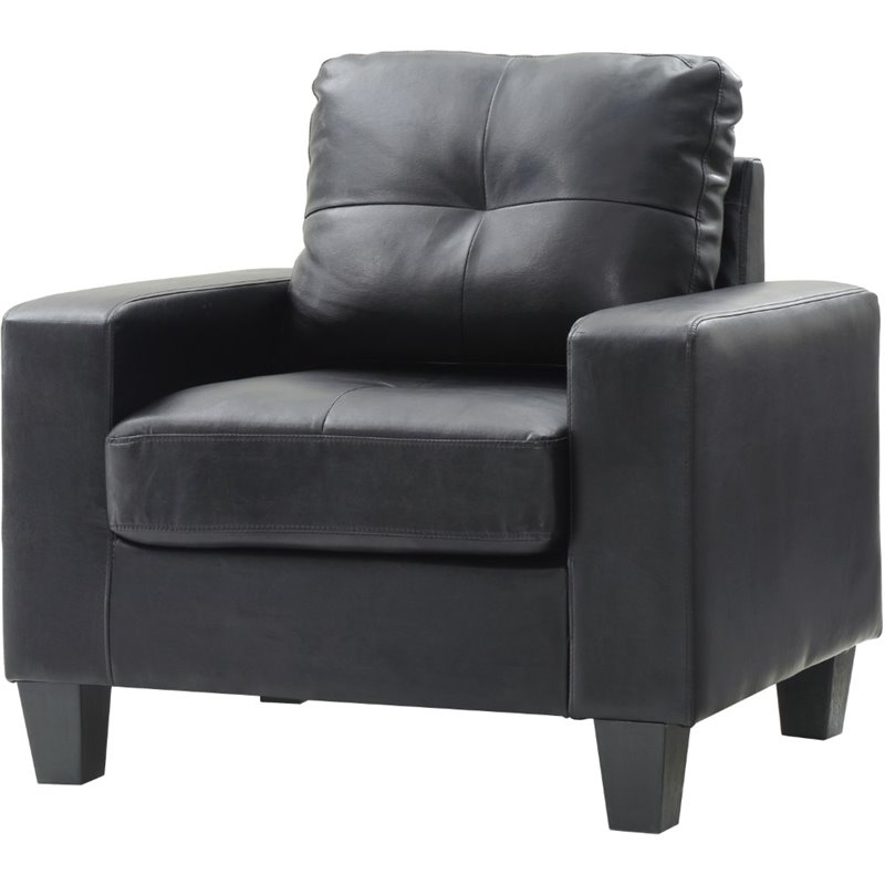 Glory Furniture Newbury Faux Leather Club Chair in Black