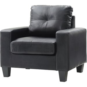 Glory Furniture Newbury Faux Leather Club Chair in Black