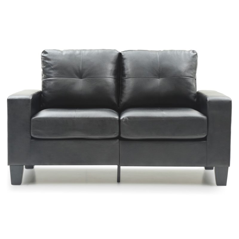 Glory Furniture Newbury Faux Leather Modular Loveseat in Black