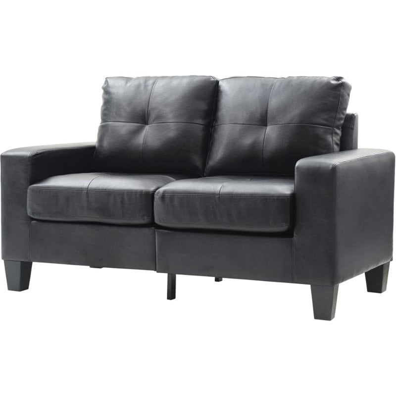 Glory Furniture Newbury Faux Leather Modular Loveseat in Black