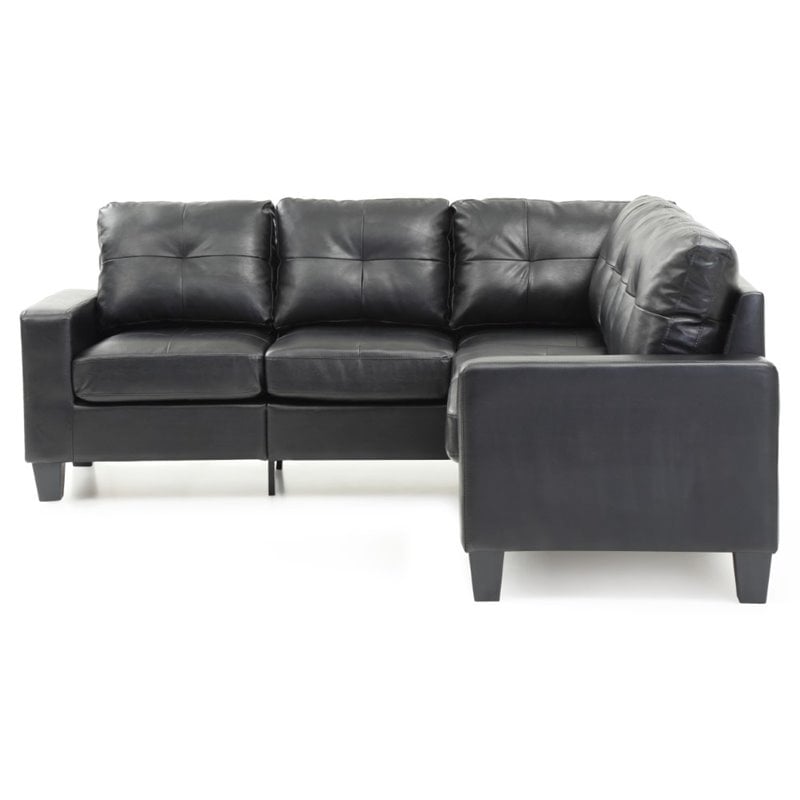 Glory Furniture Newbury Faux Leather Sectional in Black