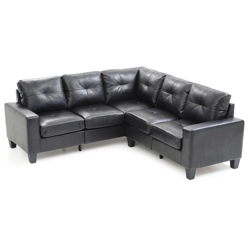 Glory Furniture Newbury Faux Leather Sectional in Black