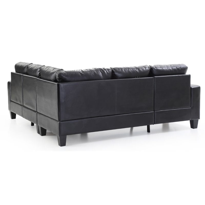 Glory Furniture Newbury Faux Leather Sectional in Black