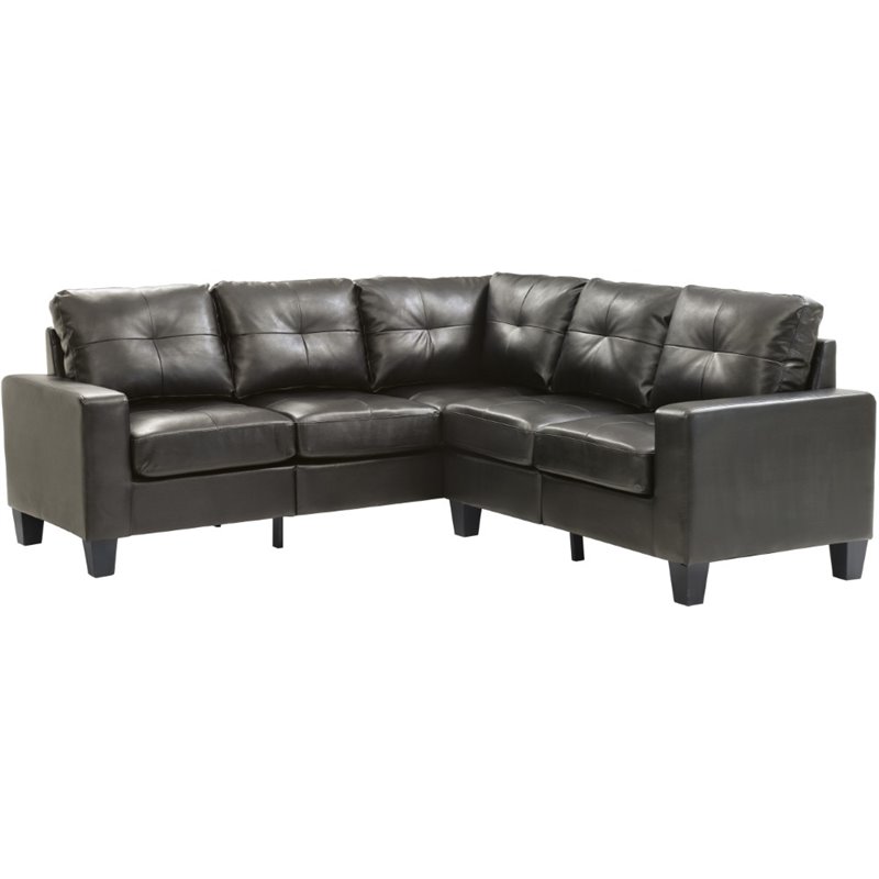 Glory Furniture Newbury Faux Leather Sectional in Black