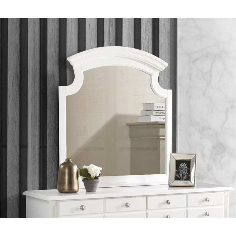 Glory Furniture Summit Wood Veneer Bedroom Mirror in White