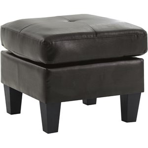 Glory Furniture Newbury Faux Leather Ottoman in Black