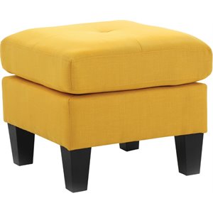 Glory Furniture Newbury Twill Fabric Ottoman in Yellow