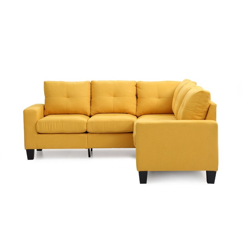 Glory Furniture Newbury Twill Fabric Sectional in Yellow