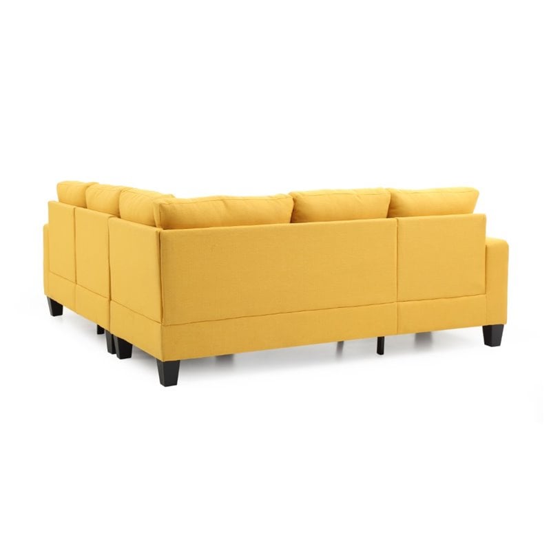 Glory Furniture Newbury Twill Fabric Sectional in Yellow