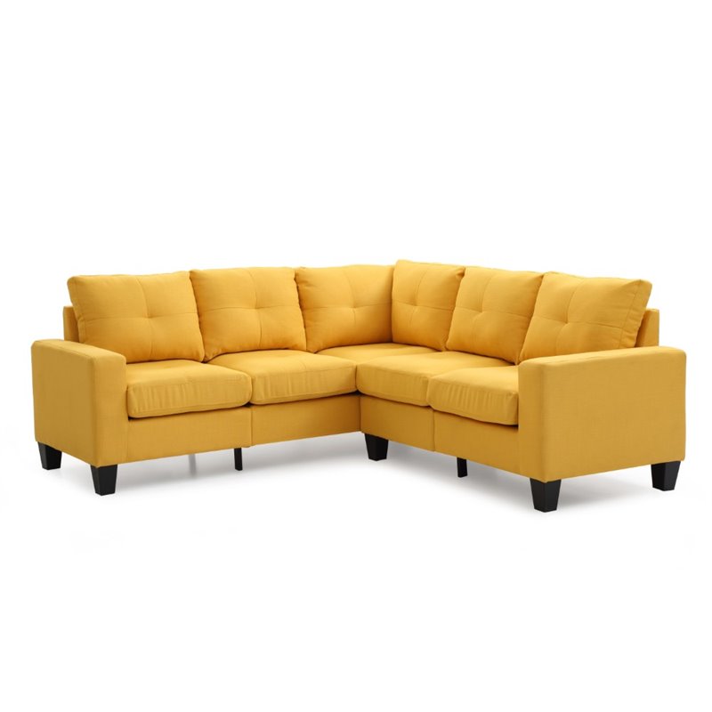 Glory Furniture Newbury Twill Fabric Sectional in Yellow