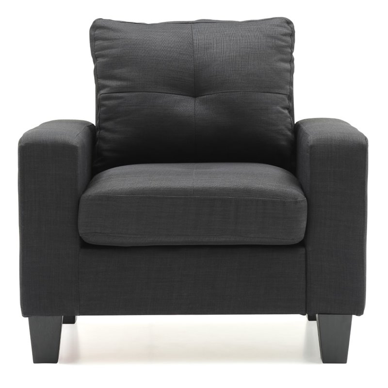 Glory Furniture Newbury Twill Fabric Club Chair in Black