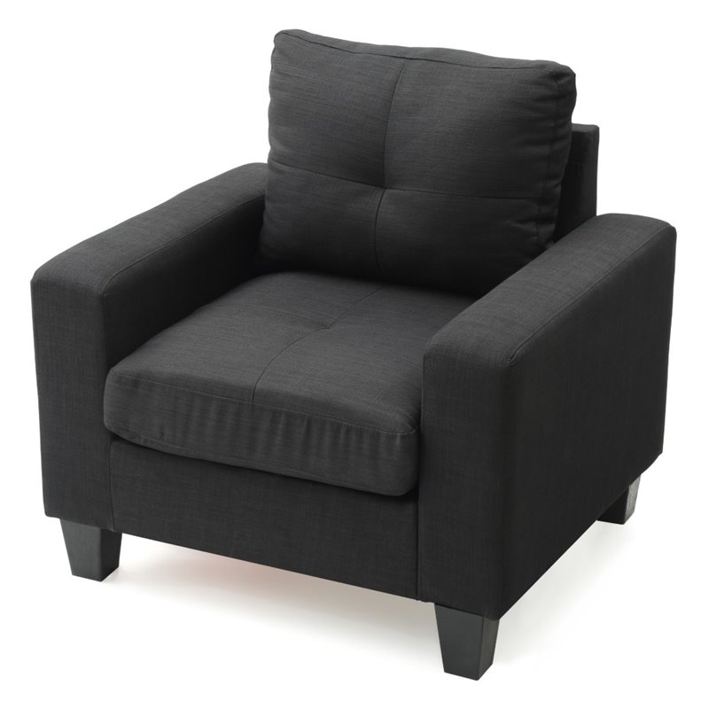 Glory Furniture Newbury Twill Fabric Club Chair in Black