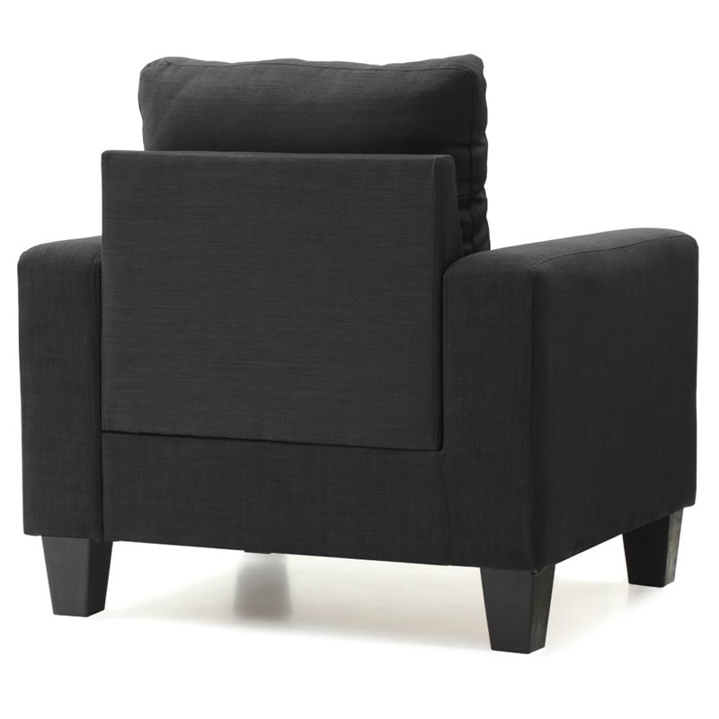 Glory Furniture Newbury Twill Fabric Club Chair in Black