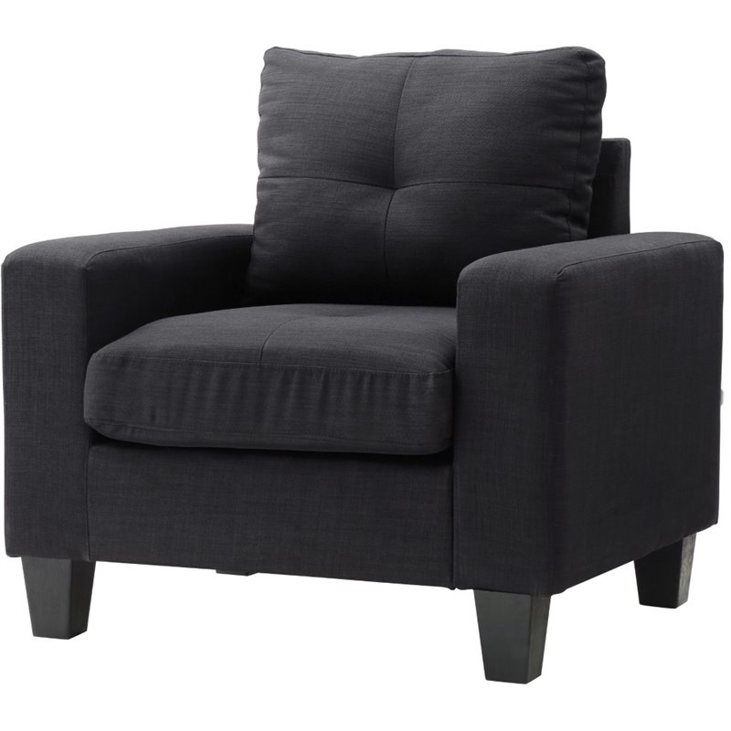 Glory Furniture Newbury Twill Fabric Club Chair in Black