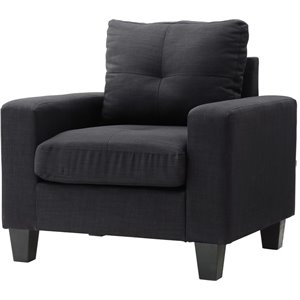 Glory Furniture Newbury Twill Fabric Club Chair in Black